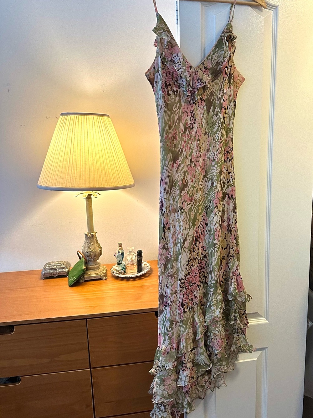 Vintage I.C.E. 100% silk floral maxi dress